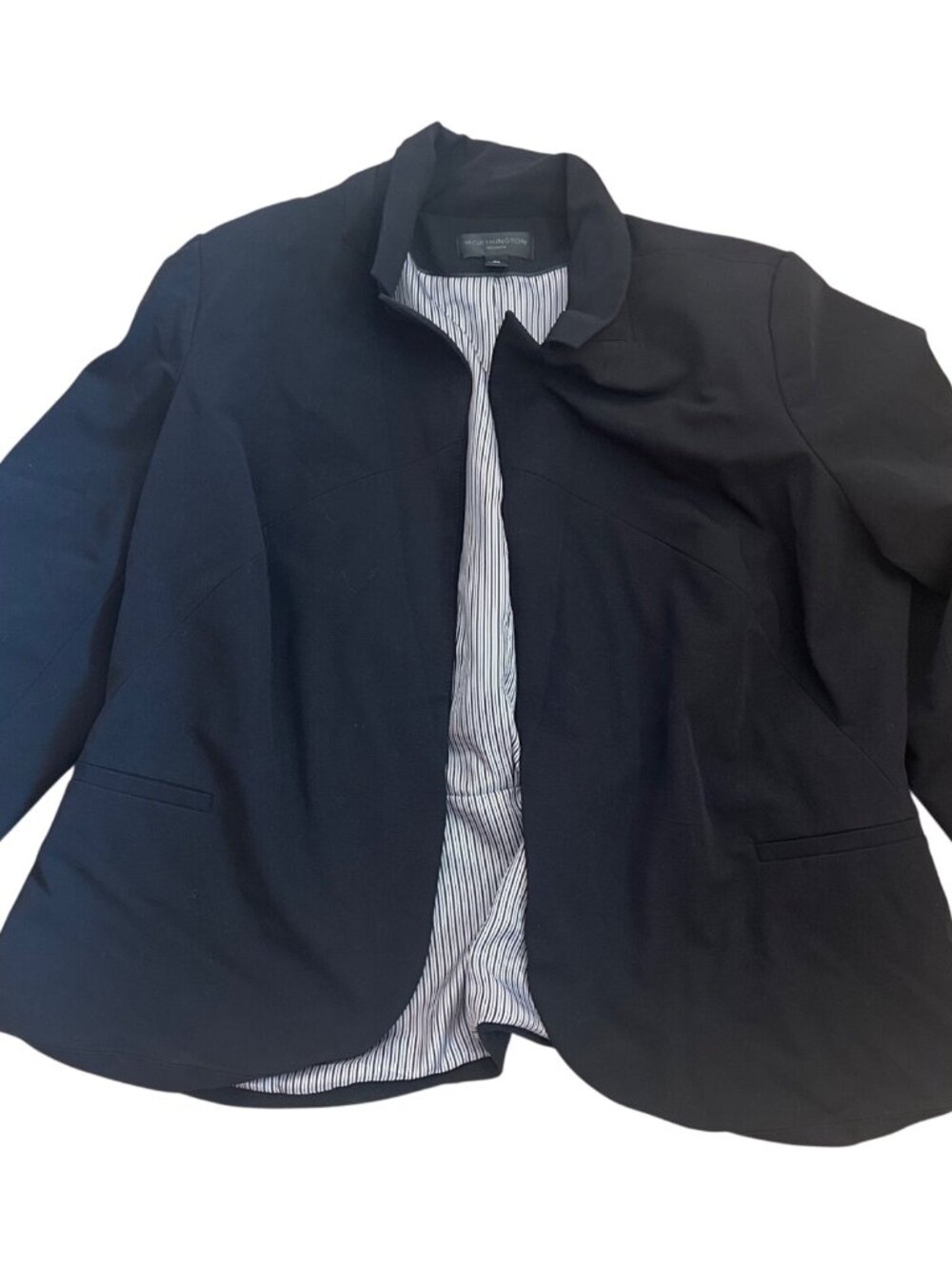 Worthington Woman Black Blazer 2X Blend Striped Lining Shacket Office Classic